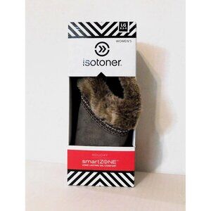 Isotoner SmartZone Slippers Womens Lg 8.5-9 Taupe Comfort Microsuede